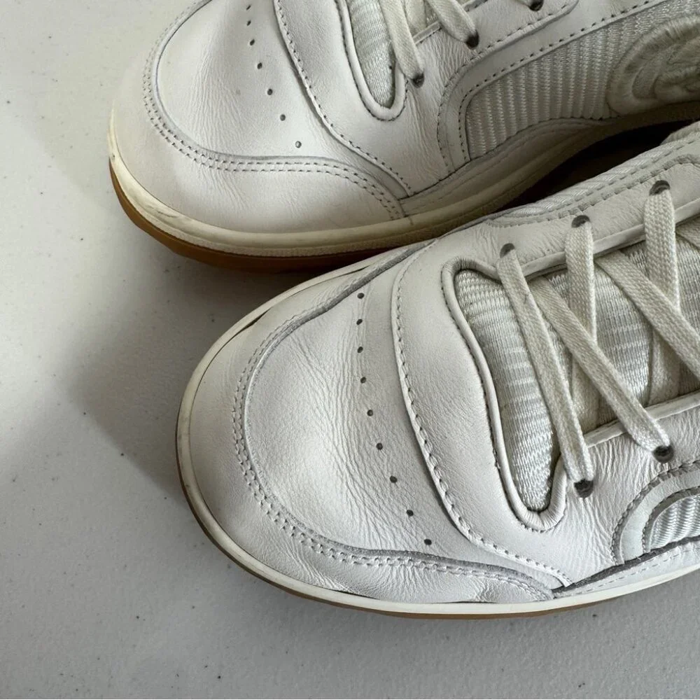Gucci Ivory MAC 80 Leather Sneakers Size 7 Unisex Embroidered GG Logo Luxury